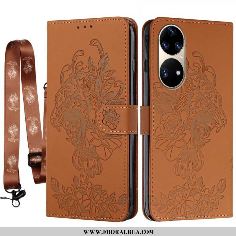 Fodral Huawei P50 Pro Med Kedjar Barock Strappy Tiger