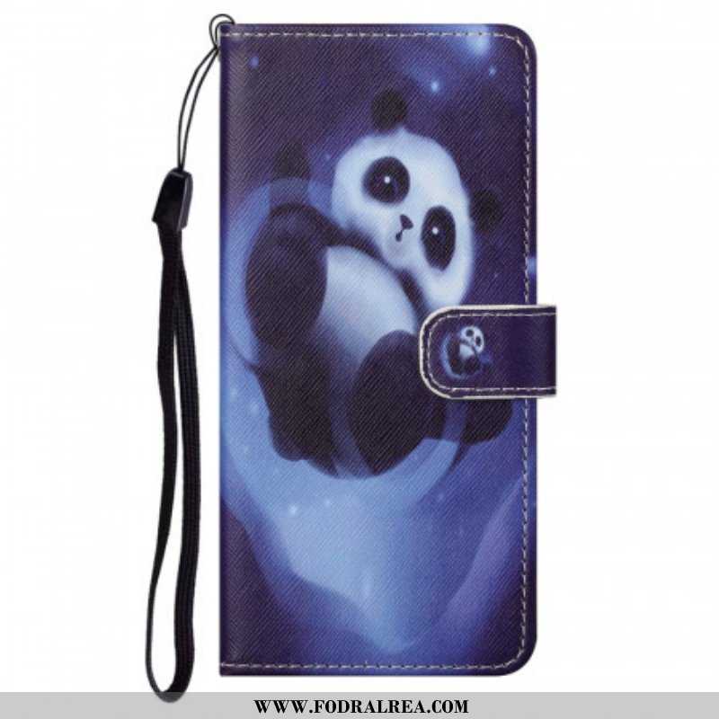 Fodral Moto G71 5G Med Kedjar Panda Space Med Lanyard