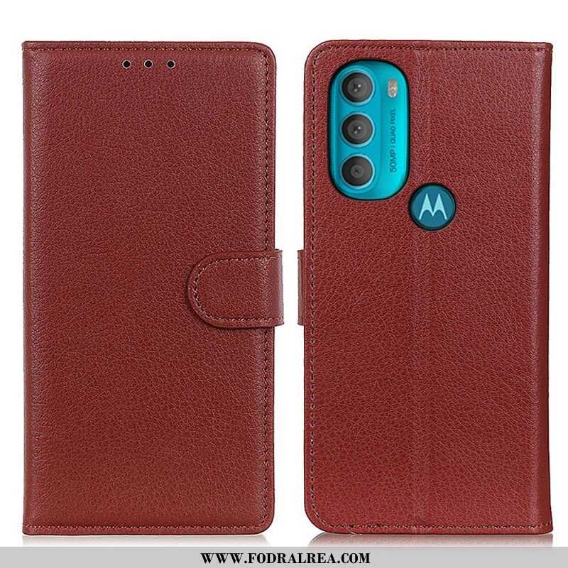 Fodral Moto G71 5G Traditionellt Litchi