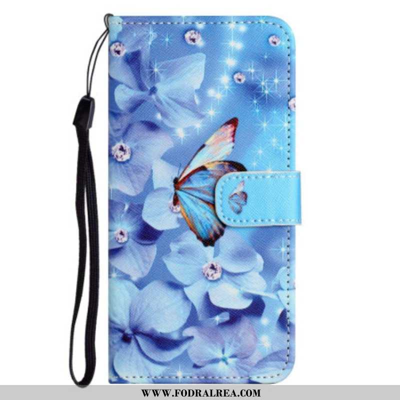 Fodral OnePlus 10T 5G Med Kedjar Strappy Diamond Butterflies