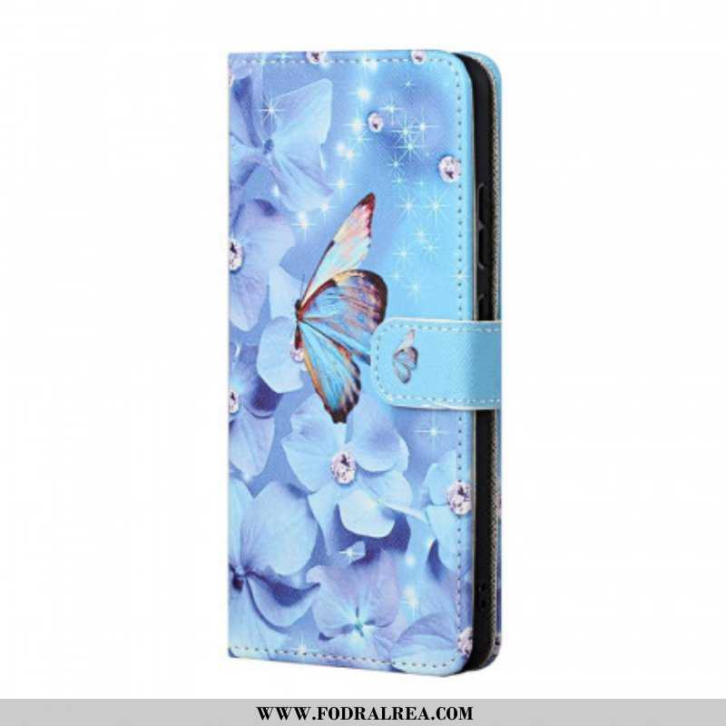 Fodral Samsung Galaxy A13 5G / A04s Med Kedjar Strappy Diamond Butterflies