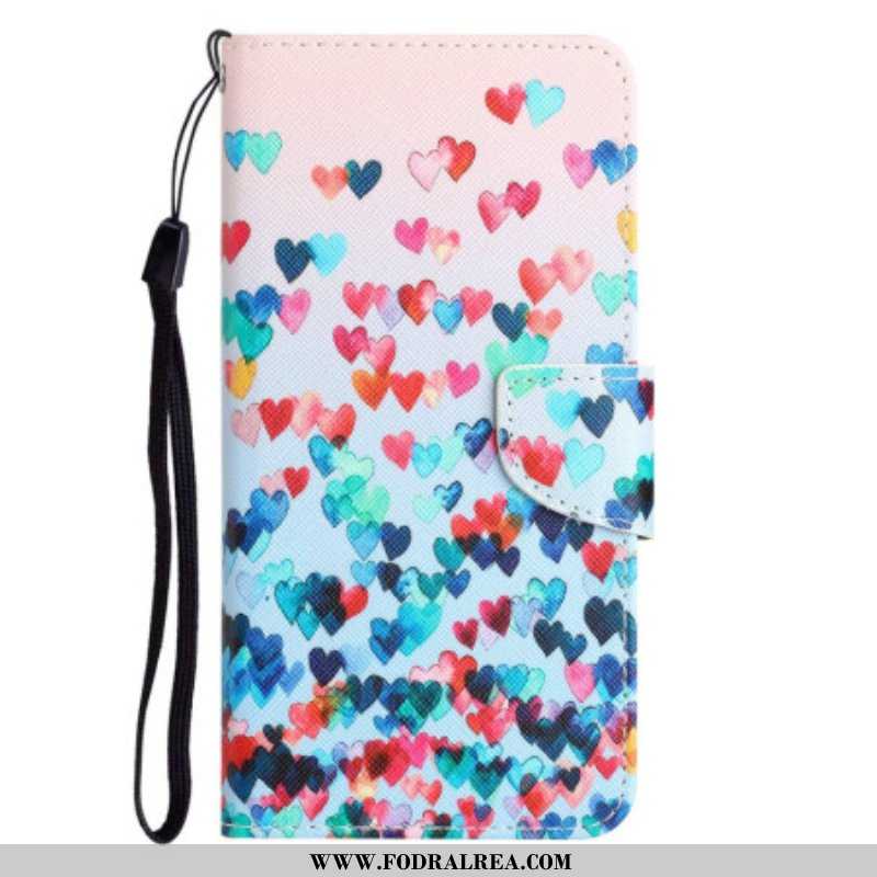 Fodral Samsung Galaxy A14 / A14 5G Med Kedjar Strappy Hearts Rain