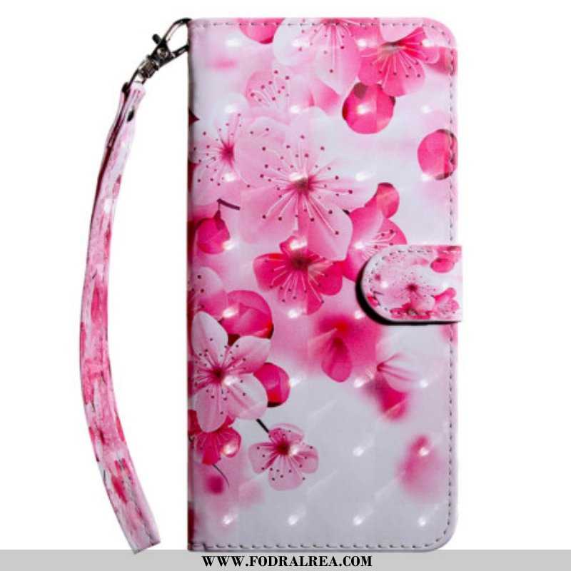 Fodral Samsung Galaxy A14 / A14 5G Med Kedjar Strappy Rosa Blommor