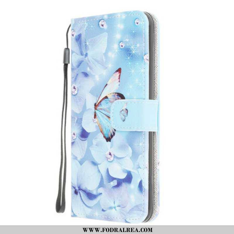 Fodral Samsung Galaxy M12 / A12 Med Kedjar Strappy Diamond Butterflies