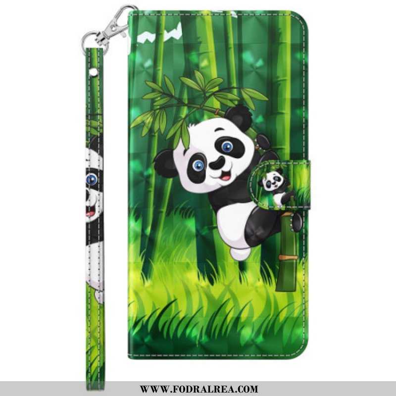 Fodral Samsung Galaxy M13 Panda Och Bambu Med Snodd