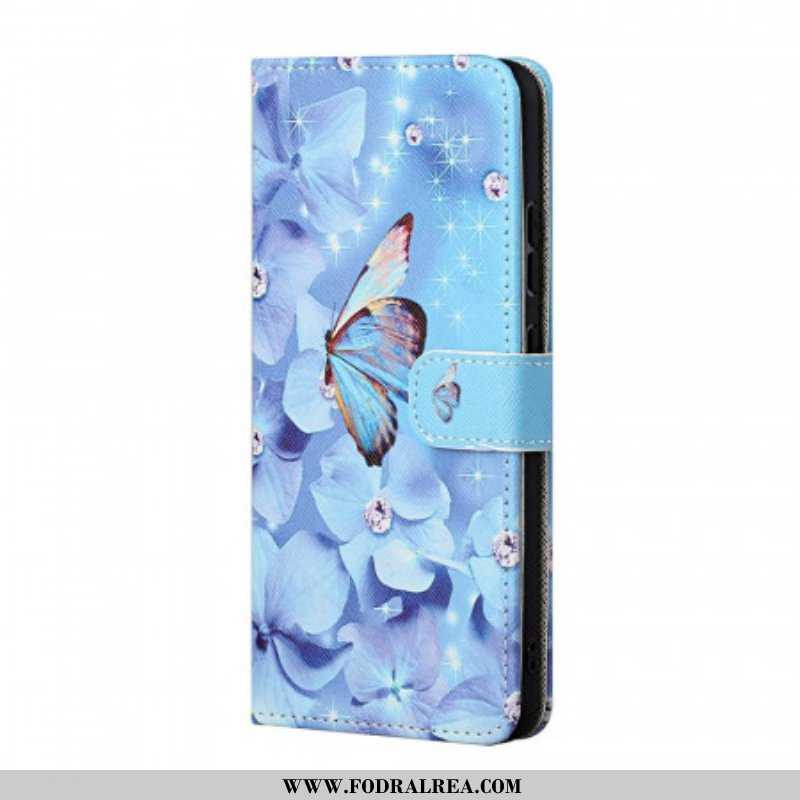 Fodral Samsung Galaxy M23 5G Med Kedjar Strappy Diamond Butterflies