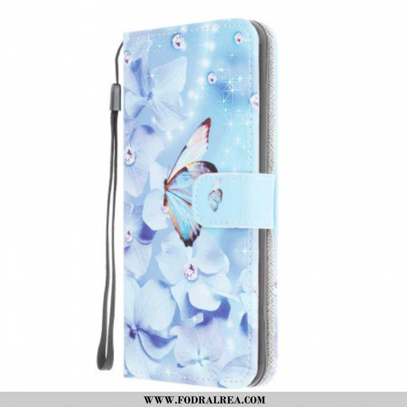 Fodral Samsung Galaxy M32 Med Kedjar Strappy Diamond Butterflies