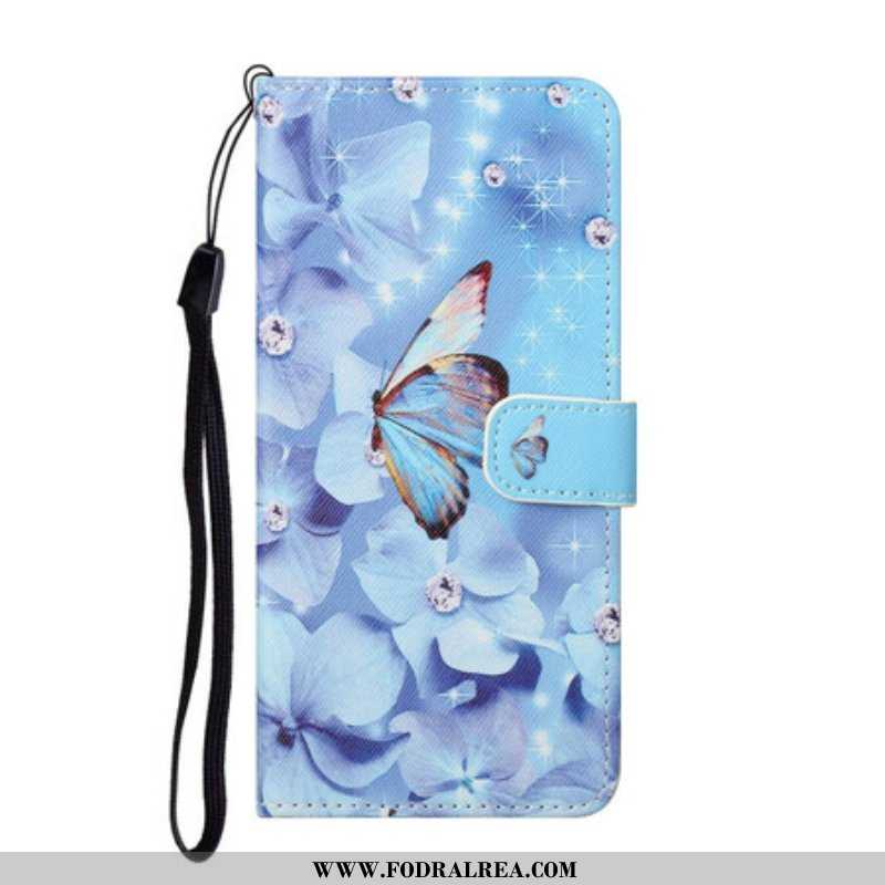 Fodral Samsung Galaxy S21 5G Med Kedjar Strappy Diamond Butterflies