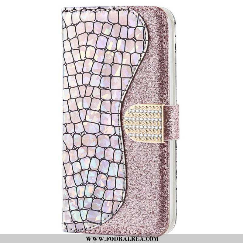 Fodral Samsung Galaxy S22 5G Krokodil Diamanter