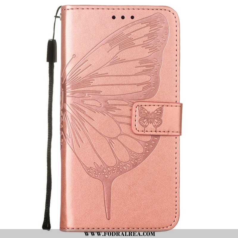 Fodral Samsung Galaxy S22 Ultra 5G Butterfly Design Med Lanyard