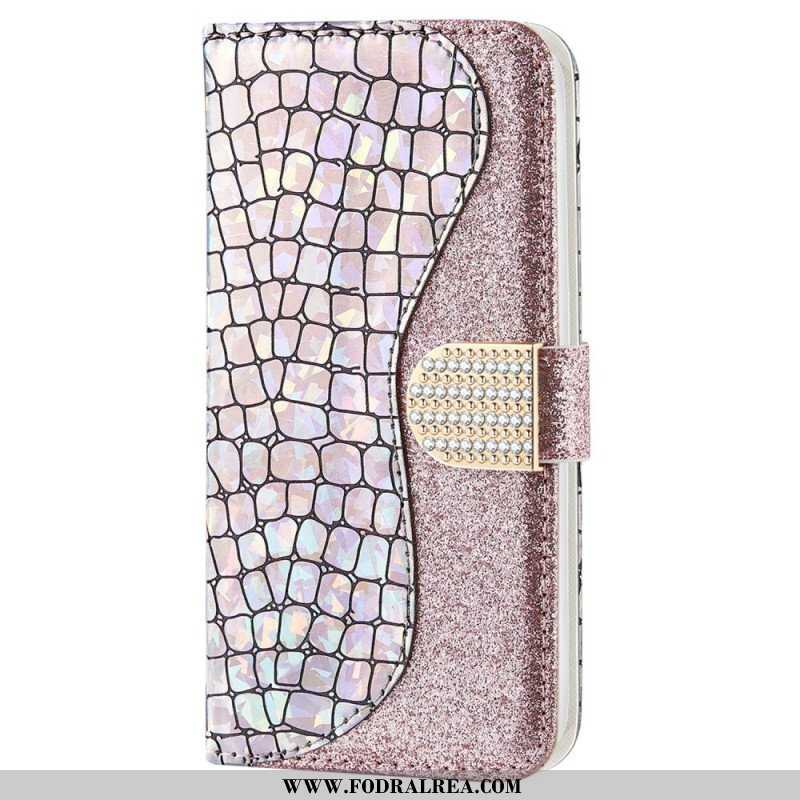 Fodral Samsung Galaxy S22 Ultra 5G Krokodil Diamanter