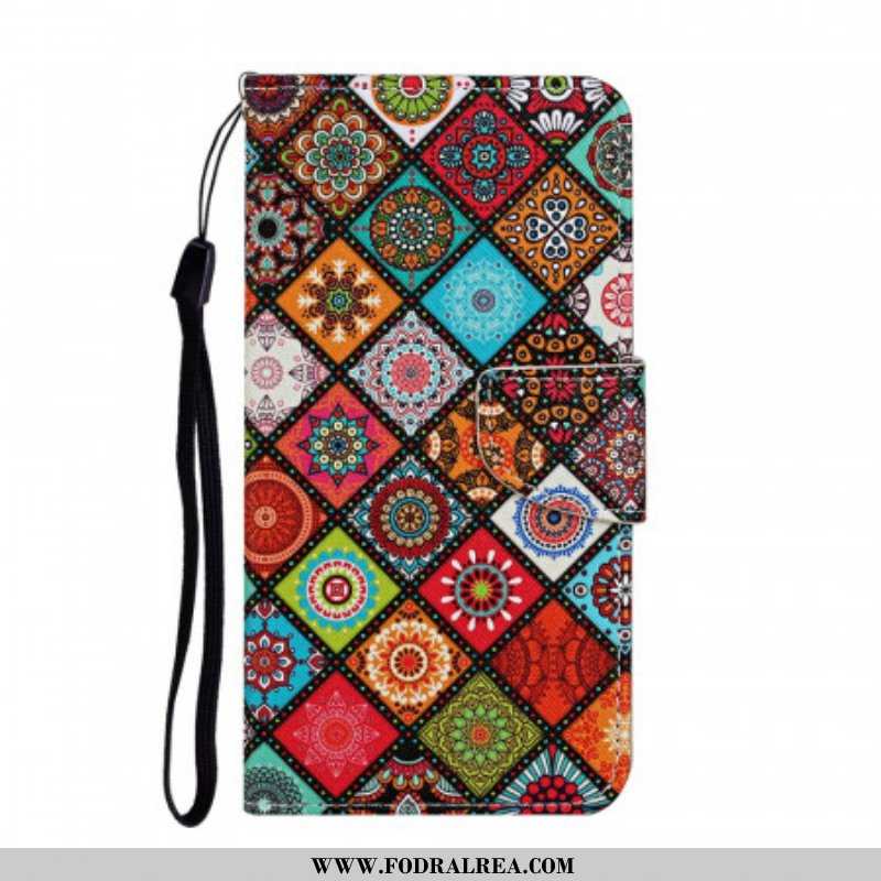 Fodral Samsung Galaxy S22 Ultra 5G Patchwork-mandalas Med Linne