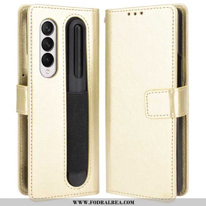 Fodral Samsung Galaxy Z Fold 4 Med Kedjar Retro Business Strappy