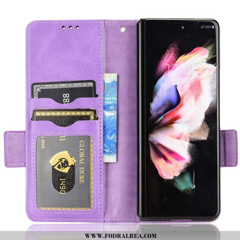 Fodral Samsung Galaxy Z Fold 4 Mönster Perforerade Trianglar Lanyard