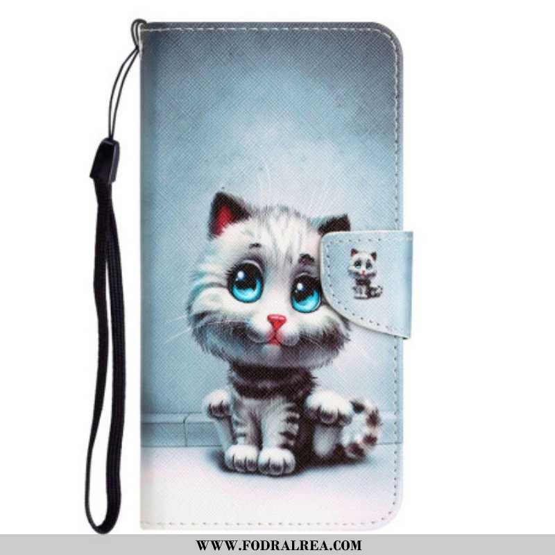 Fodral Xiaomi 12T / 12T Pro Med Kedjar Strappy Blue Eyed Cat