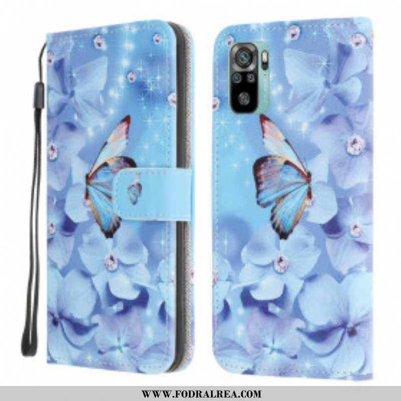 Fodral Xiaomi Redmi Note 10 / 10S Med Kedjar Strappy Diamond Butterflies