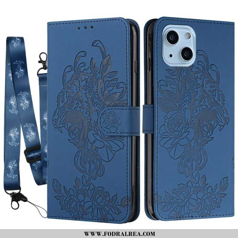 Fodral iPhone 13 Mini Med Kedjar Barock Strappy Tiger