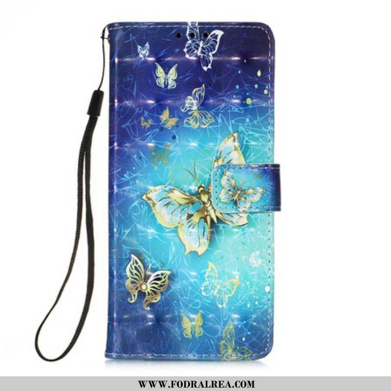 Fodral iPhone 13 Pro Golden Butterflies Lanyard