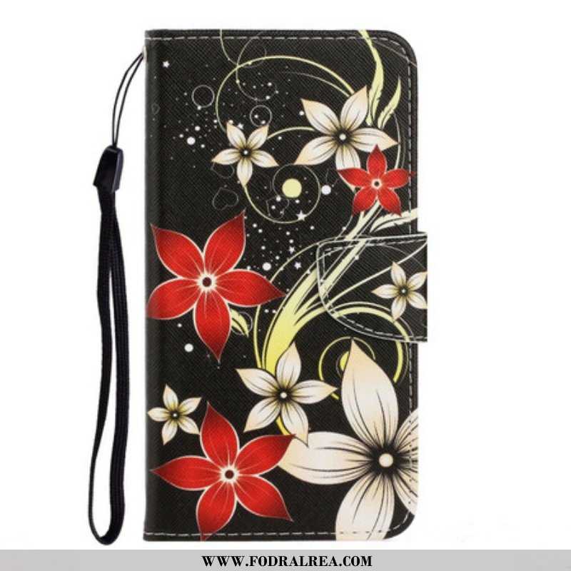 Fodral iPhone 13 Pro Med Kedjar Färgglada Strappy Blommor