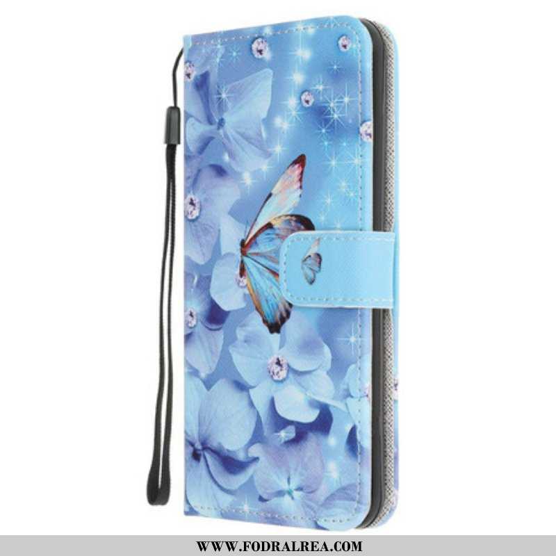 Fodral iPhone 13 Pro Med Kedjar Strappy Diamond Butterflies