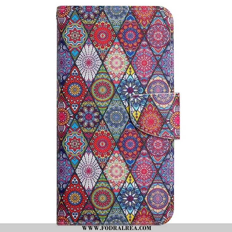 Fodral iPhone 15 Med Kedjar Ganska Patchwork Med Rem