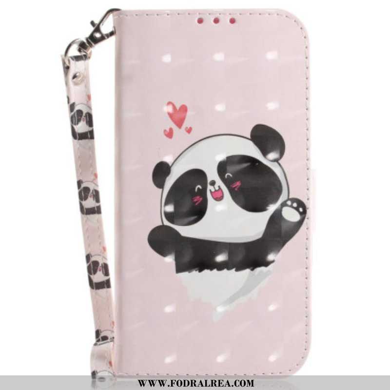 Fodral iPhone 15 Plus Med Kedjar Panda Love Med Rem