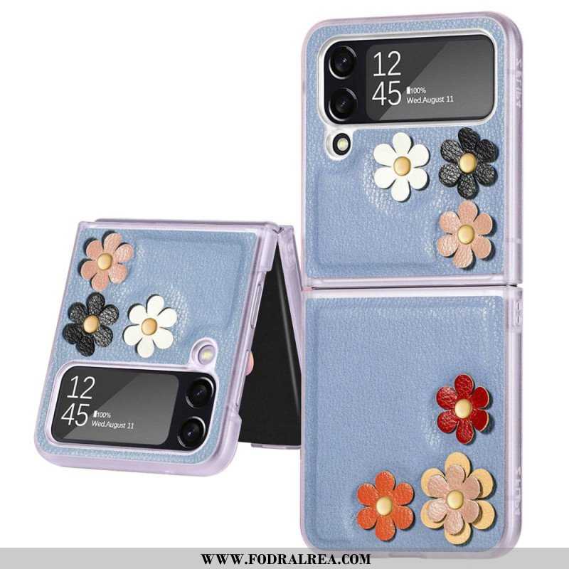 Folio-fodral Mobilskal Samsung Galaxy Z Flip 4 Läderfodral Faux Läder Blommor