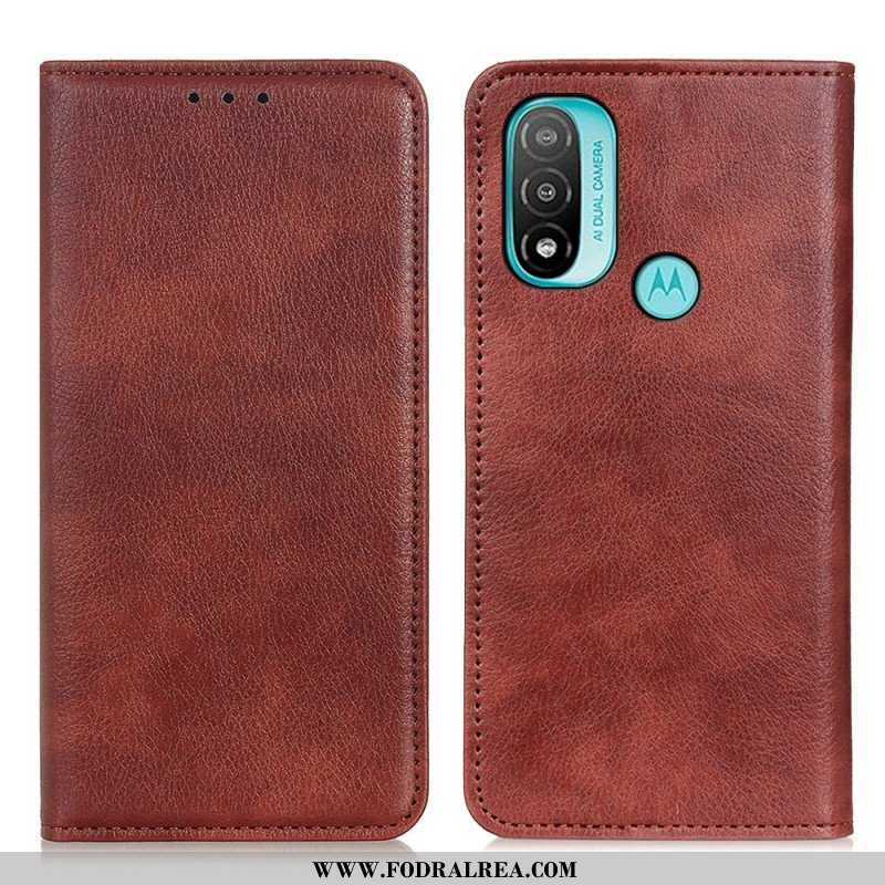 Folio-fodral Moto E40 / E30 / E20 Läderfodral Texturerat Delat Läder