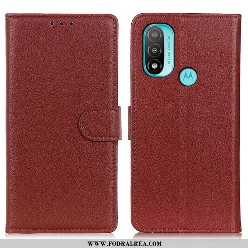 Folio-fodral Moto E40 / E30 / E20 Traditionellt Litchi