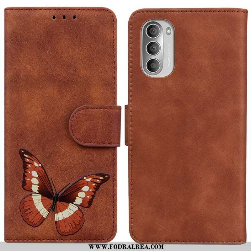 Folio-fodral Moto G51 5G Skin-touch Butterfly