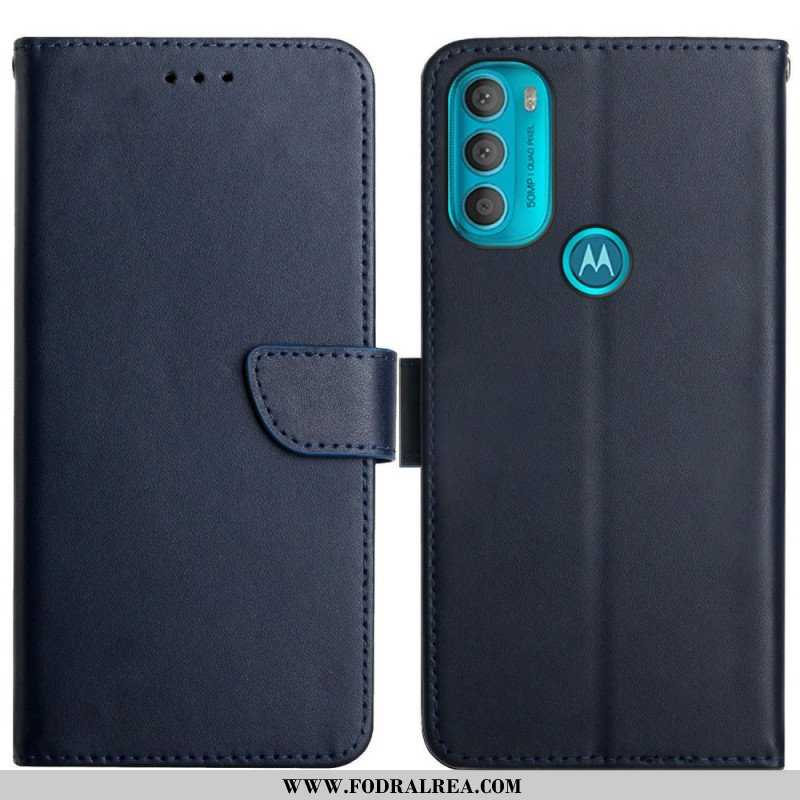 Folio-fodral Moto G71 5G Äkta Nappaläder