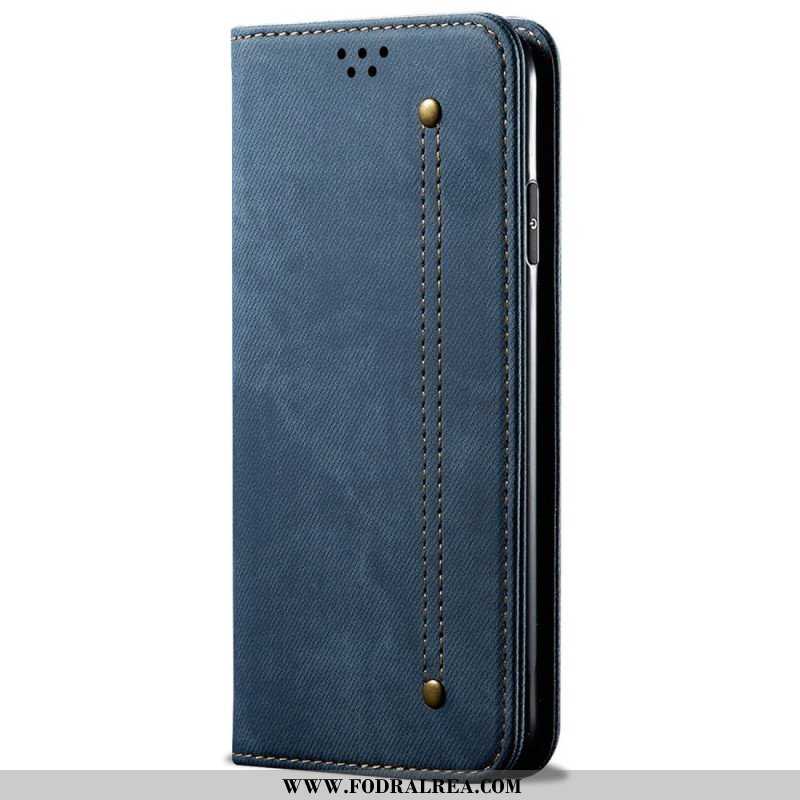 Folio-fodral Oppo Reno 7 Läderfodral Denim Tyg