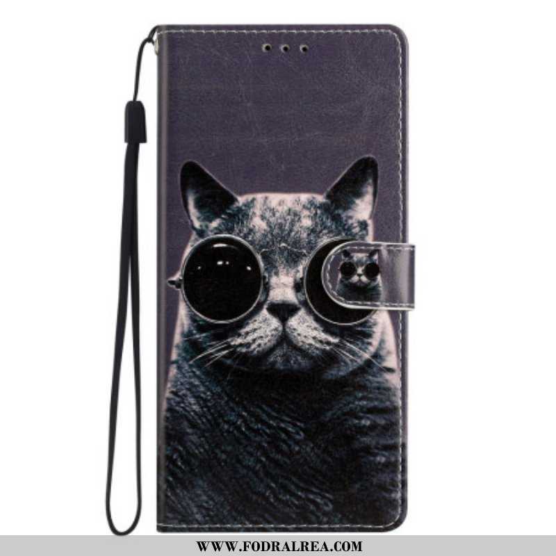 Folio-fodral Oppo Reno 8 Med Kedjar Cat Strappy Glasögon