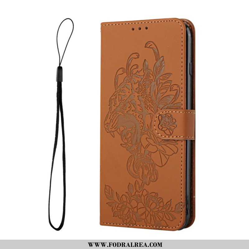 Folio-fodral Samsung Galaxy A13 5G / A04s Med Kedjar Barock Strappy Tiger