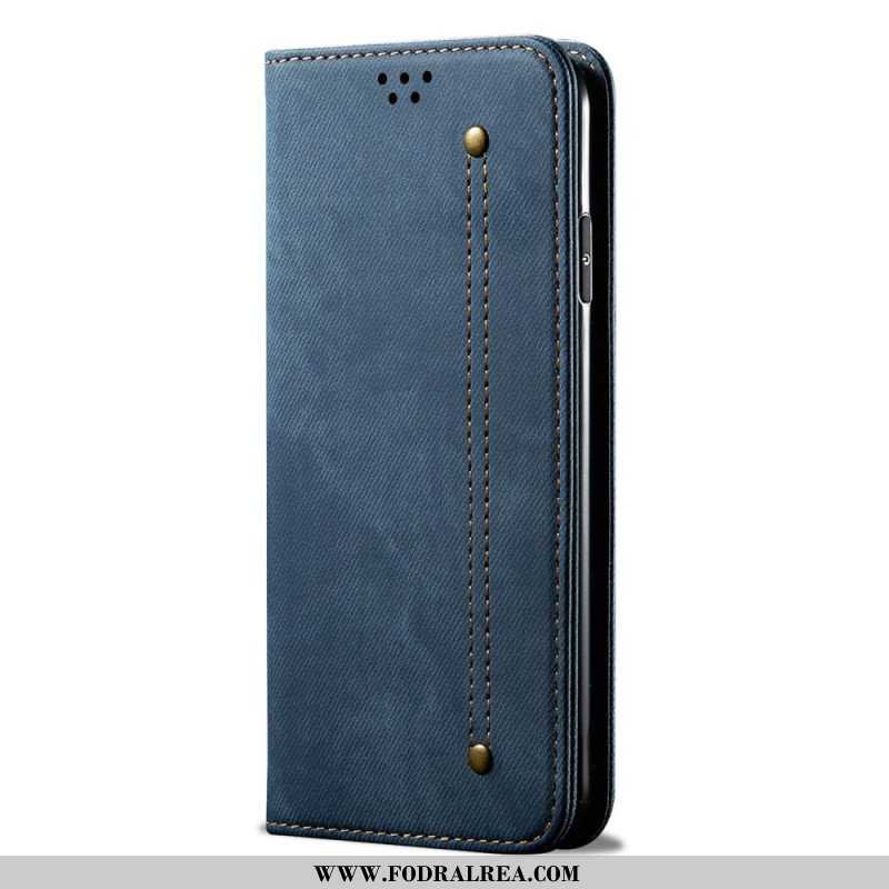 Folio-fodral Samsung Galaxy A14 / A14 5G Läderfodral Denim Tyg