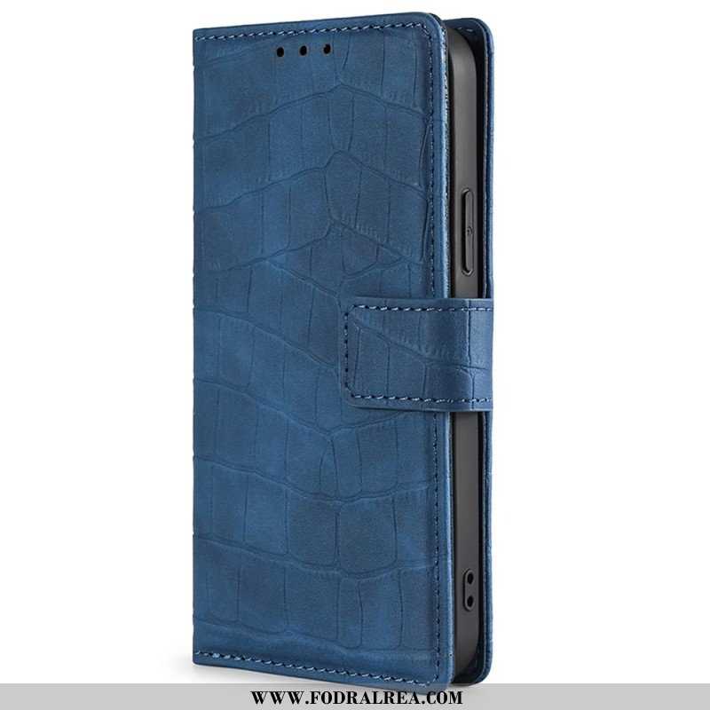 Folio-fodral Samsung Galaxy M13 Krokodilskinnstil