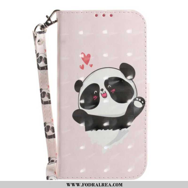 Folio-fodral Samsung Galaxy S21 FE Med Kedjar Panda Love Med Snodd