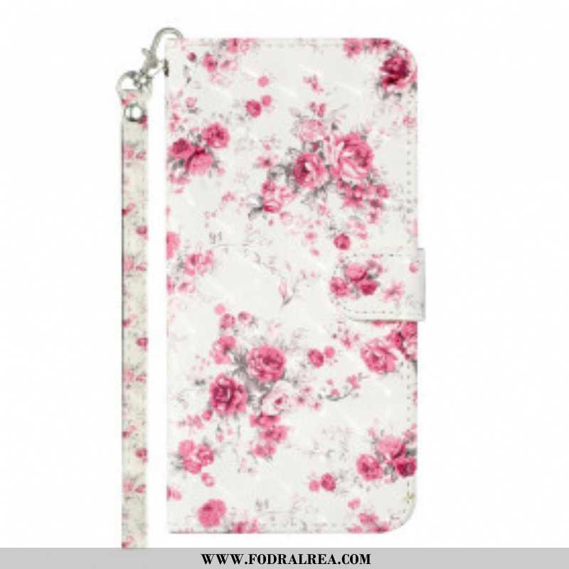 Folio-fodral Samsung Galaxy S21 Ultra 5G Med Kedjar Strap Light Spot Flowers