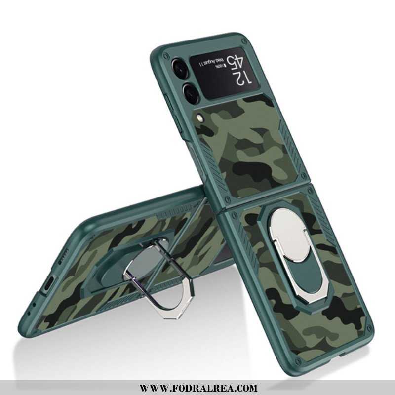 Folio-fodral Skal Samsung Galaxy Z Flip 3 5G Läderfodral Gkk Camo Support Ring