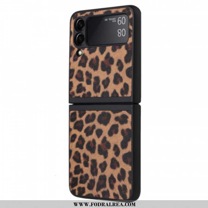 Folio-fodral Skal Samsung Galaxy Z Flip 3 5G Läderfodral Leopard