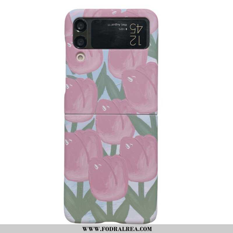 Folio-fodral Skal Samsung Galaxy Z Flip 4 Läderfodral Blommor