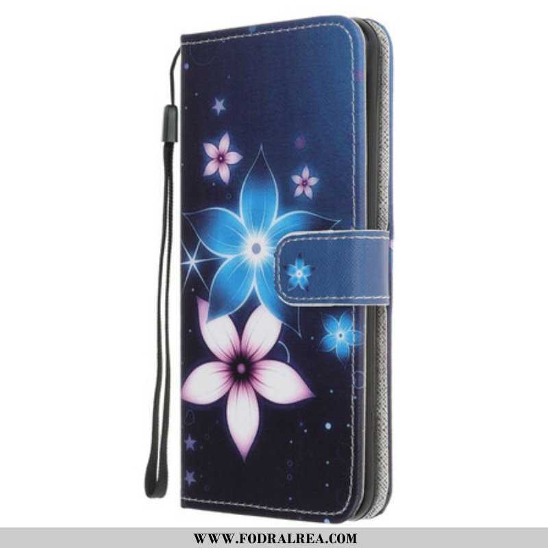 Folio-fodral iPhone 13 Mini Med Kedjar Lunar Strap Blommor