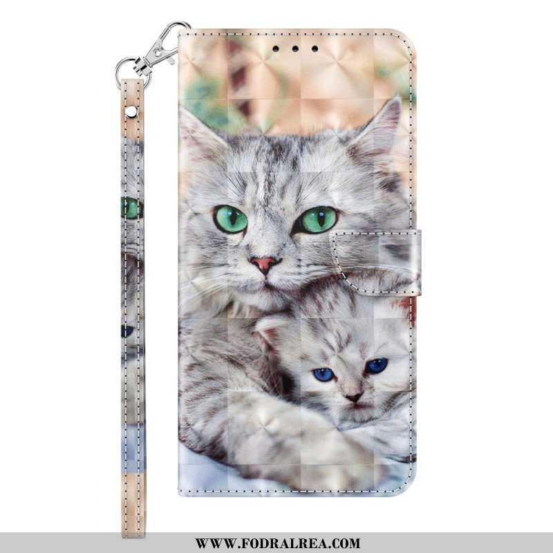 Folio-fodral iPhone 14 Med Kedjar Endast Thong Cats