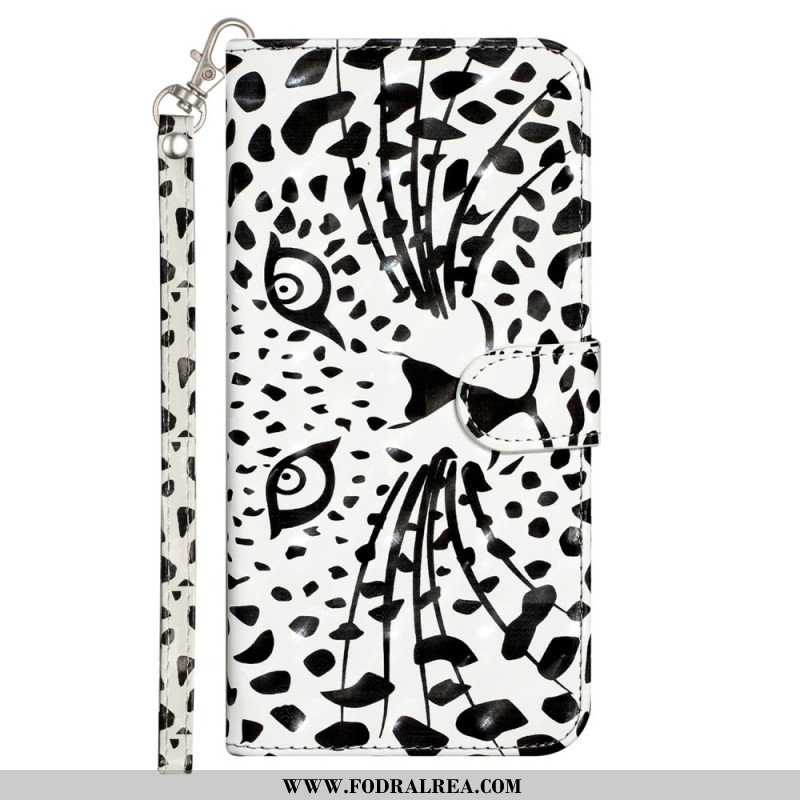 Folio-fodral iPhone 15 Pro Max Med Kedjar 3d Leopard Med Rem