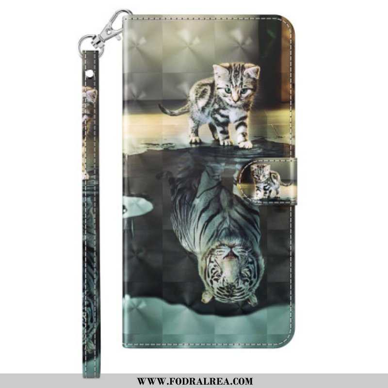 Folio-fodral iPhone 15 Pro Med Kedjar 3d Kitten Dream Med Rem