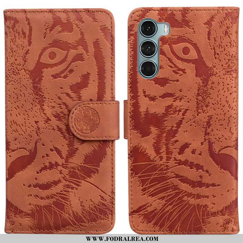 Läderfodral Moto G200 5G Tiger Face Print