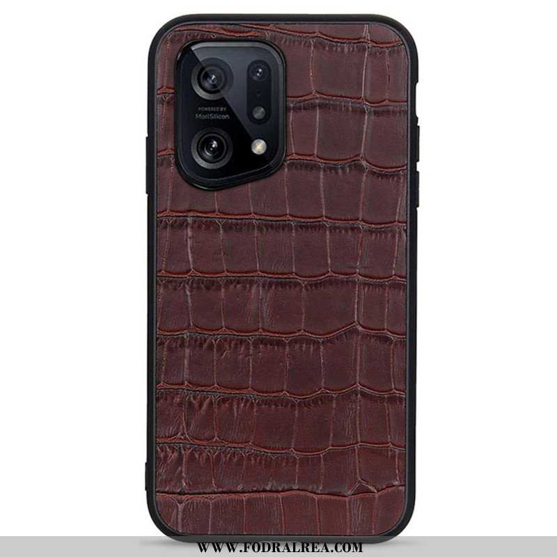 Mobilskal Oppo Find X5 Äkta Crocodile Texture Läder