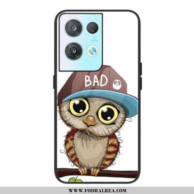 Mobilskal Oppo Reno 8 Bad Owl Härdat Glas