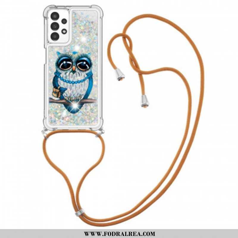 Mobilskal Samsung Galaxy A13 Med Snodd Paljett Dragsko Miss Owl