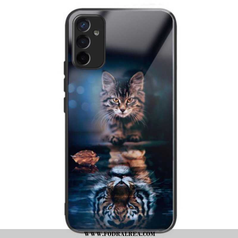 Mobilskal Samsung Galaxy M13 Katt I Härdat Glas